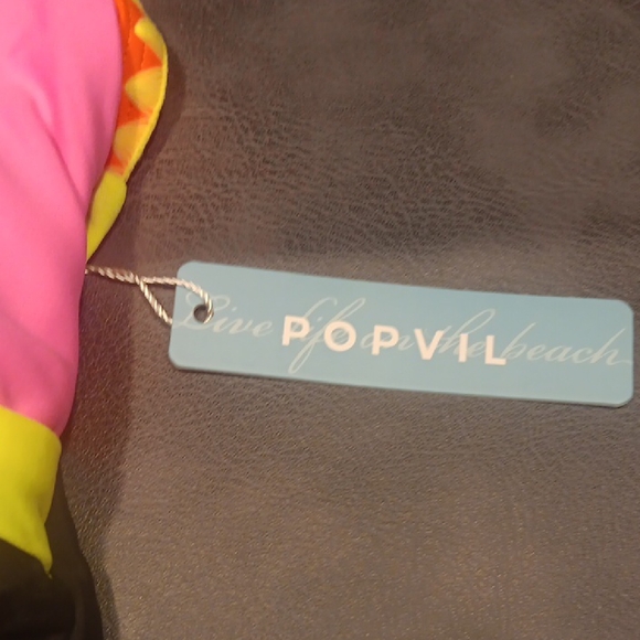 NWT! Popvil Vibrant Pink and Black One Piece Tie Back Swimsuit - Picture 6 of 10
